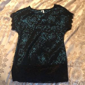 Green black lace Blouse
